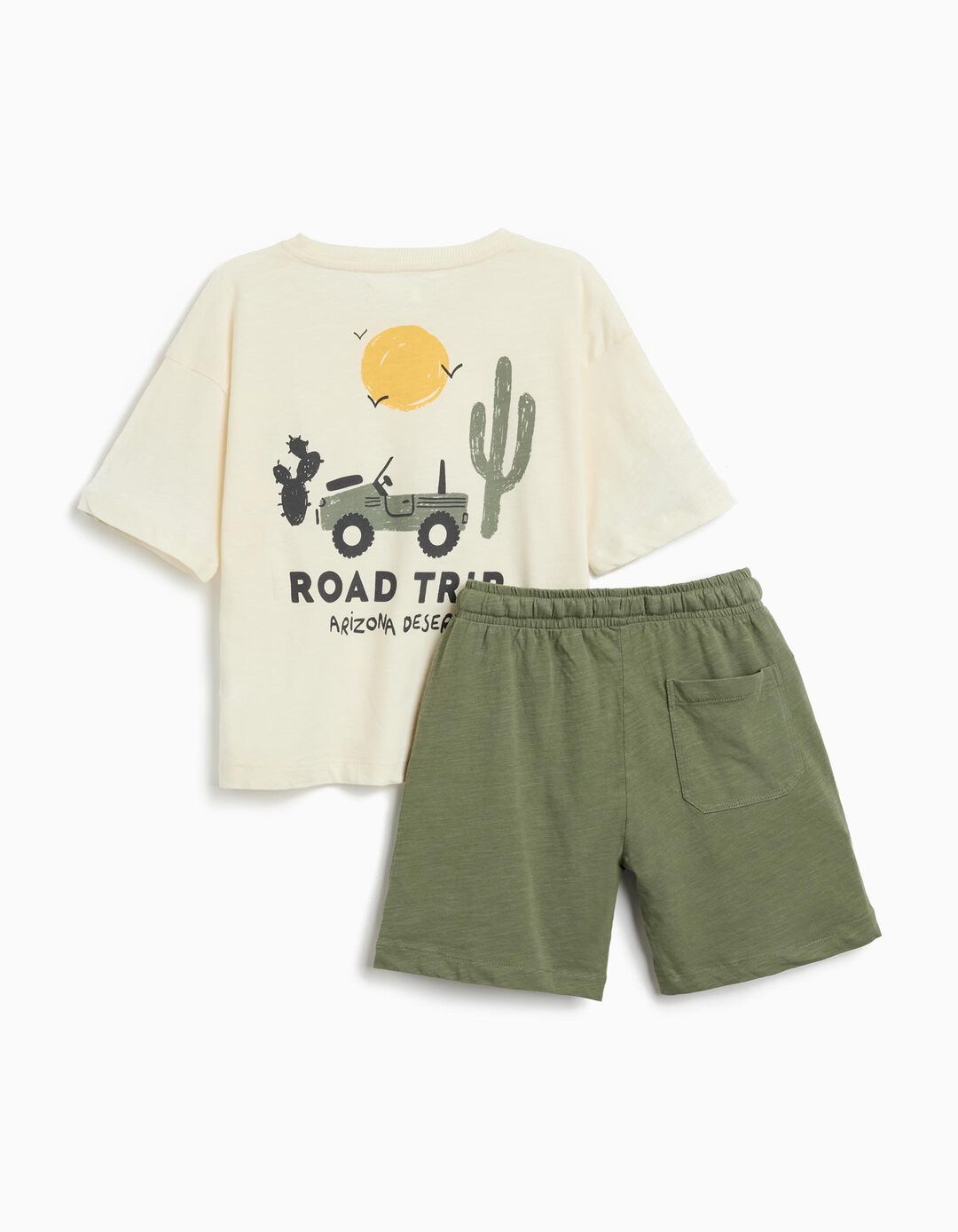 Conjunto T-shirt e Calções, Menino, Bege 