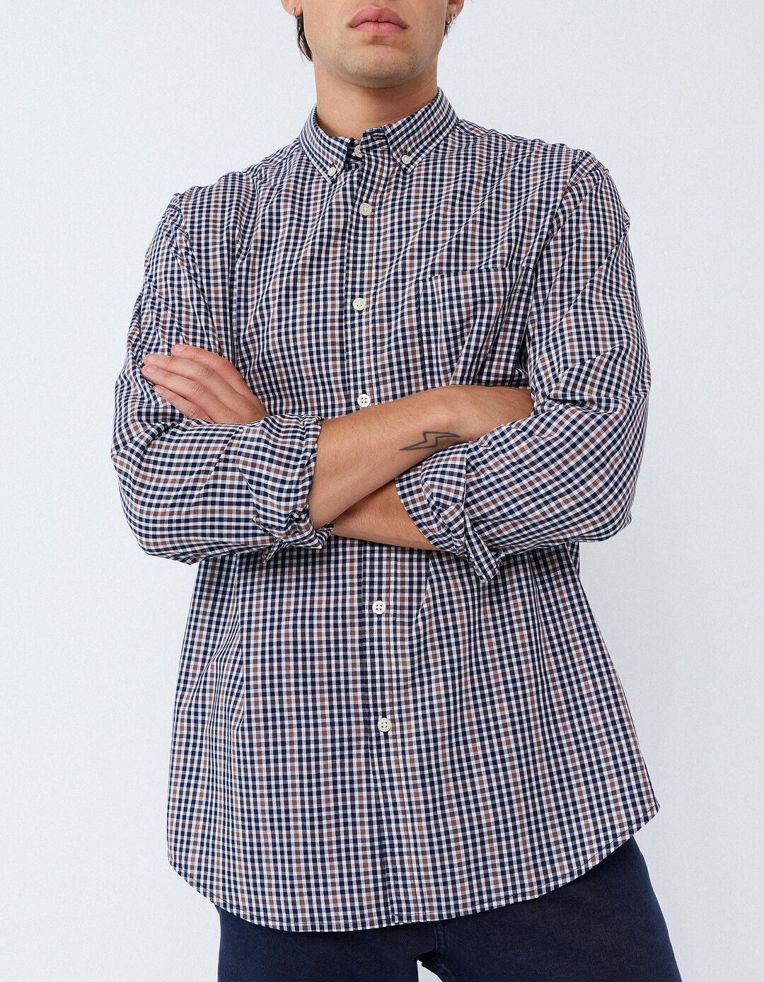 Camisa De Popelina, Homem, Castanho