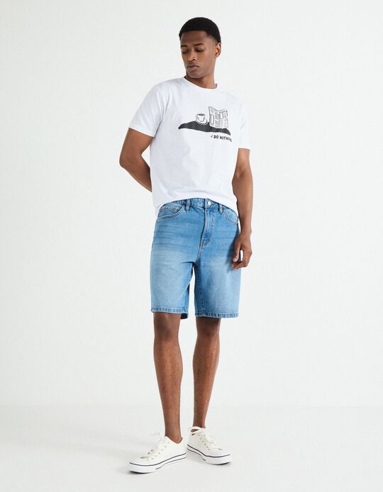 Comprar Online Calções de Ganga 'Straight Fit', Homem, Azul 