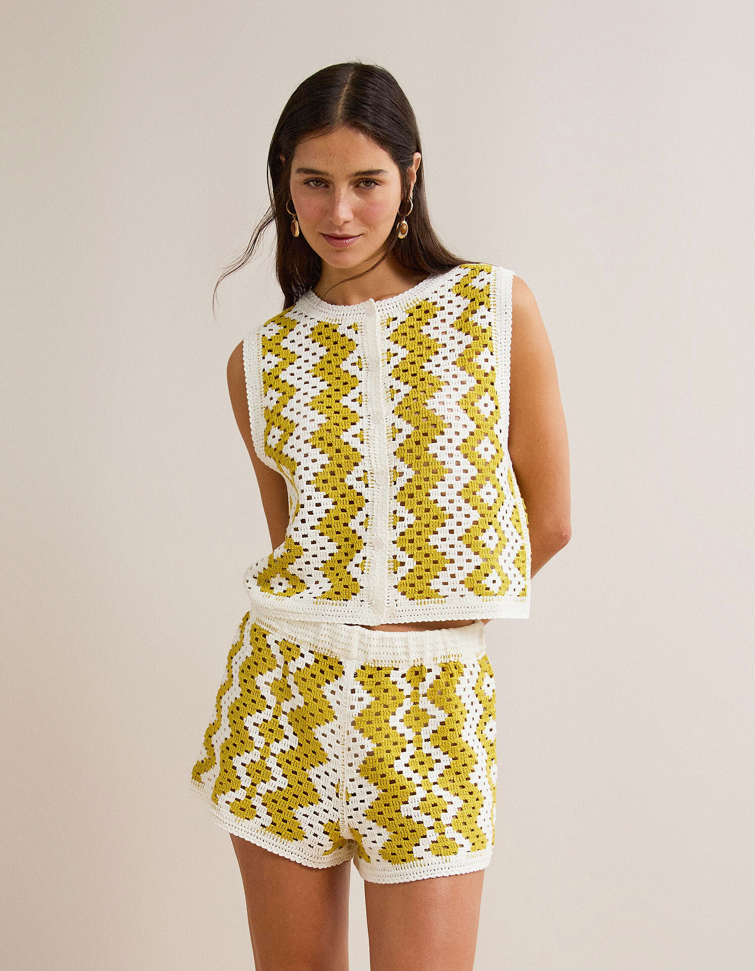 Comprar Online Colete Crochet, Mulher, Amarelo