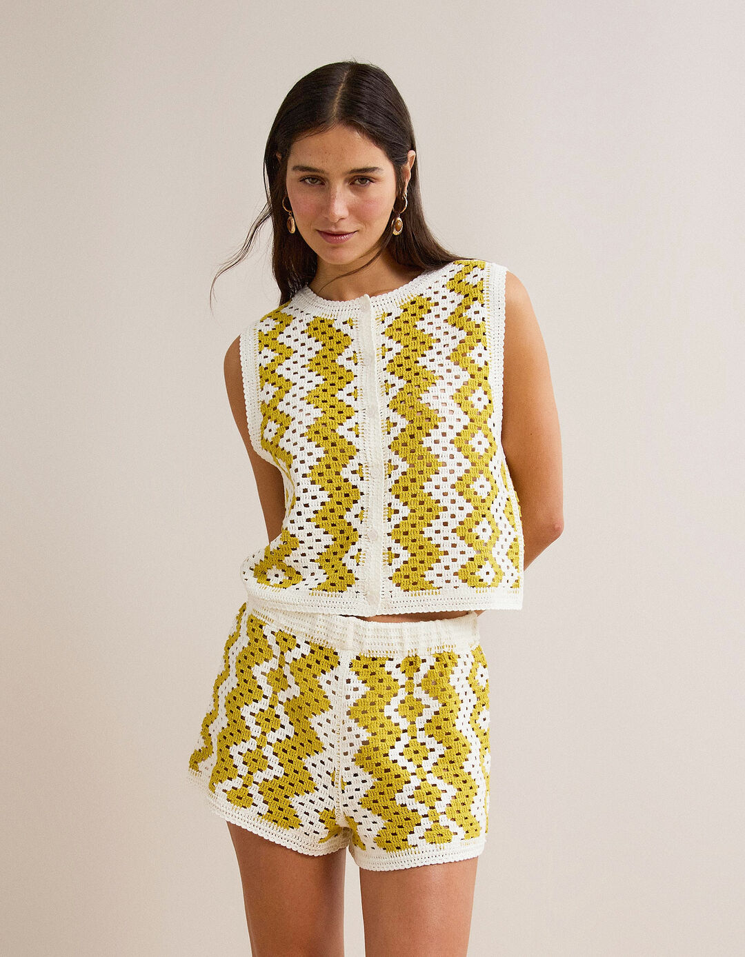 Colete Crochet, Mulher, Amarelo
