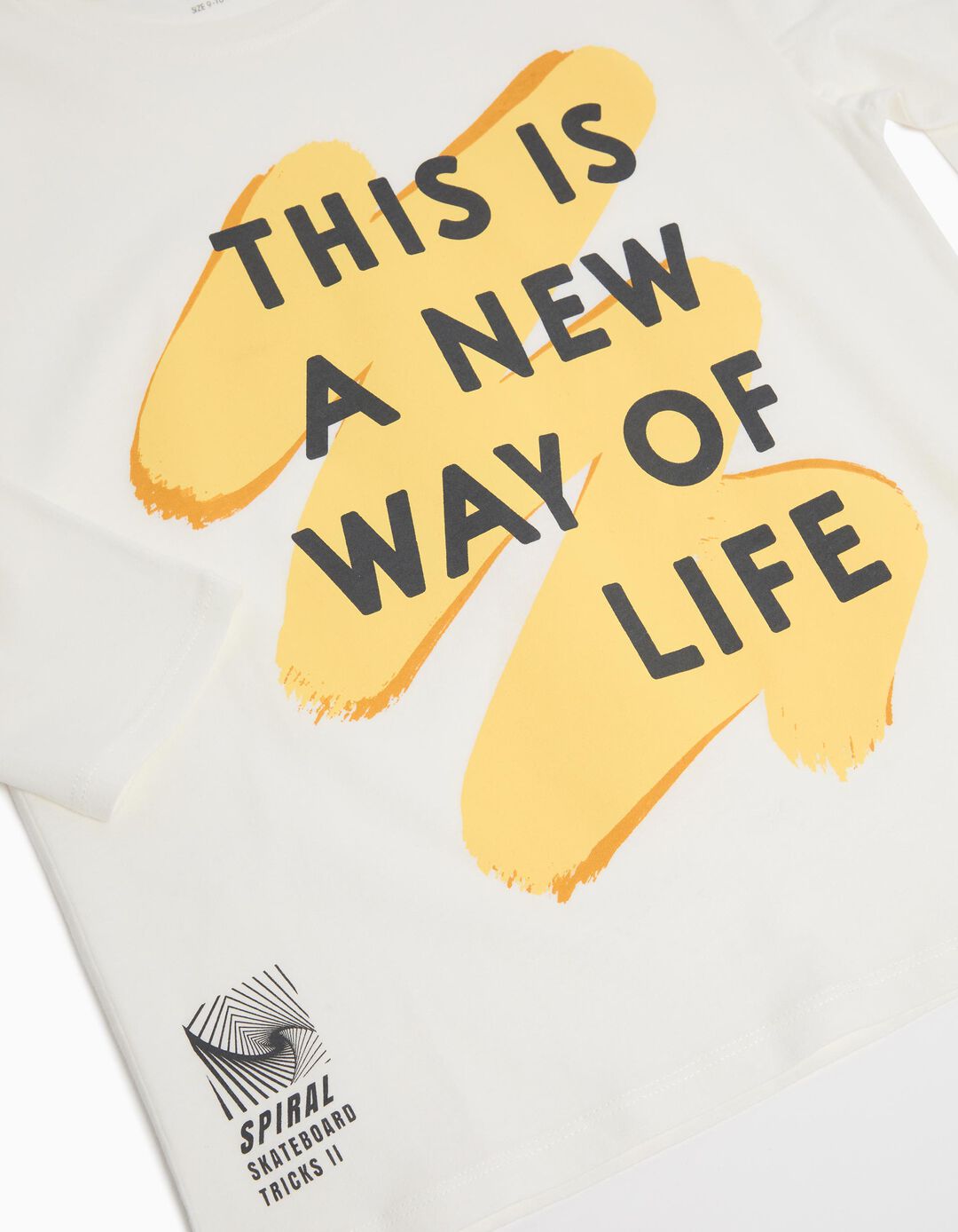 T-shirt de Manga Comprida Estampado, Menino, Branco