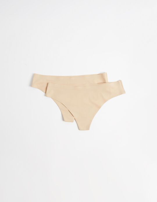 Comprar Online Pack 2 Cuecas Tanga Corte Laser, Mulher, Bege