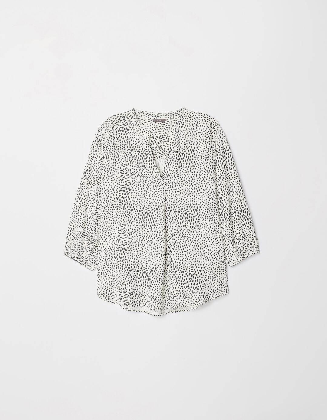 Blusa Estampada Decote em V, Mulher, Preto