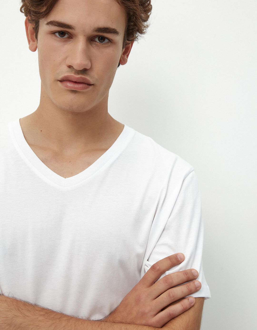 T-shirt Decote em V, Homem, Branco