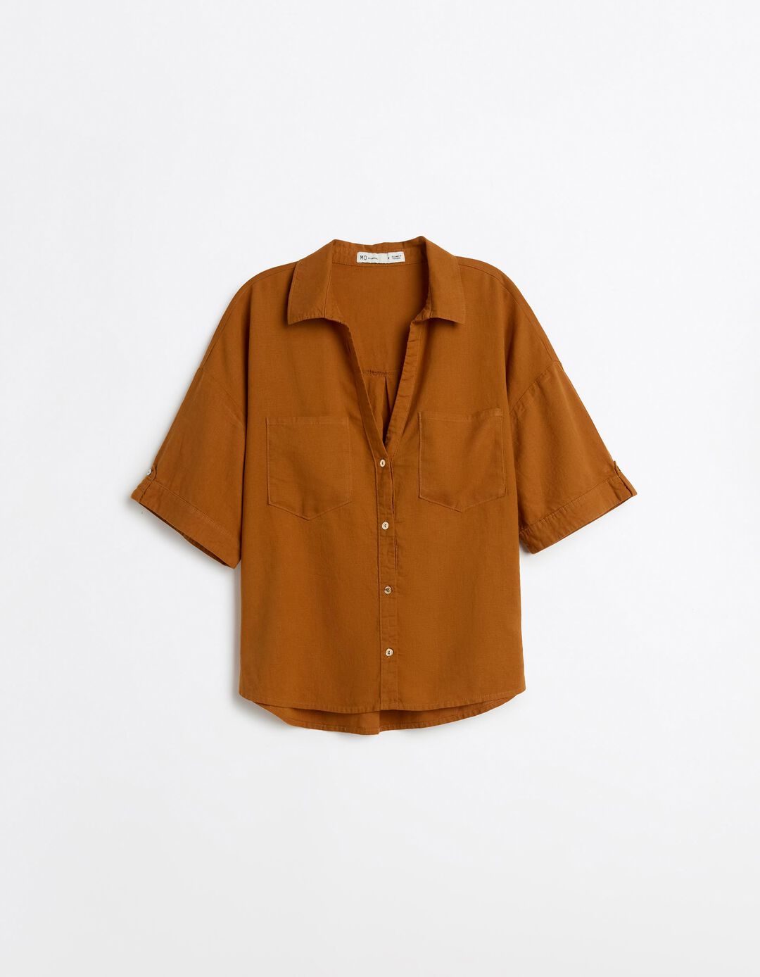 Blusa com linho, Mulher, Castanho Claro 