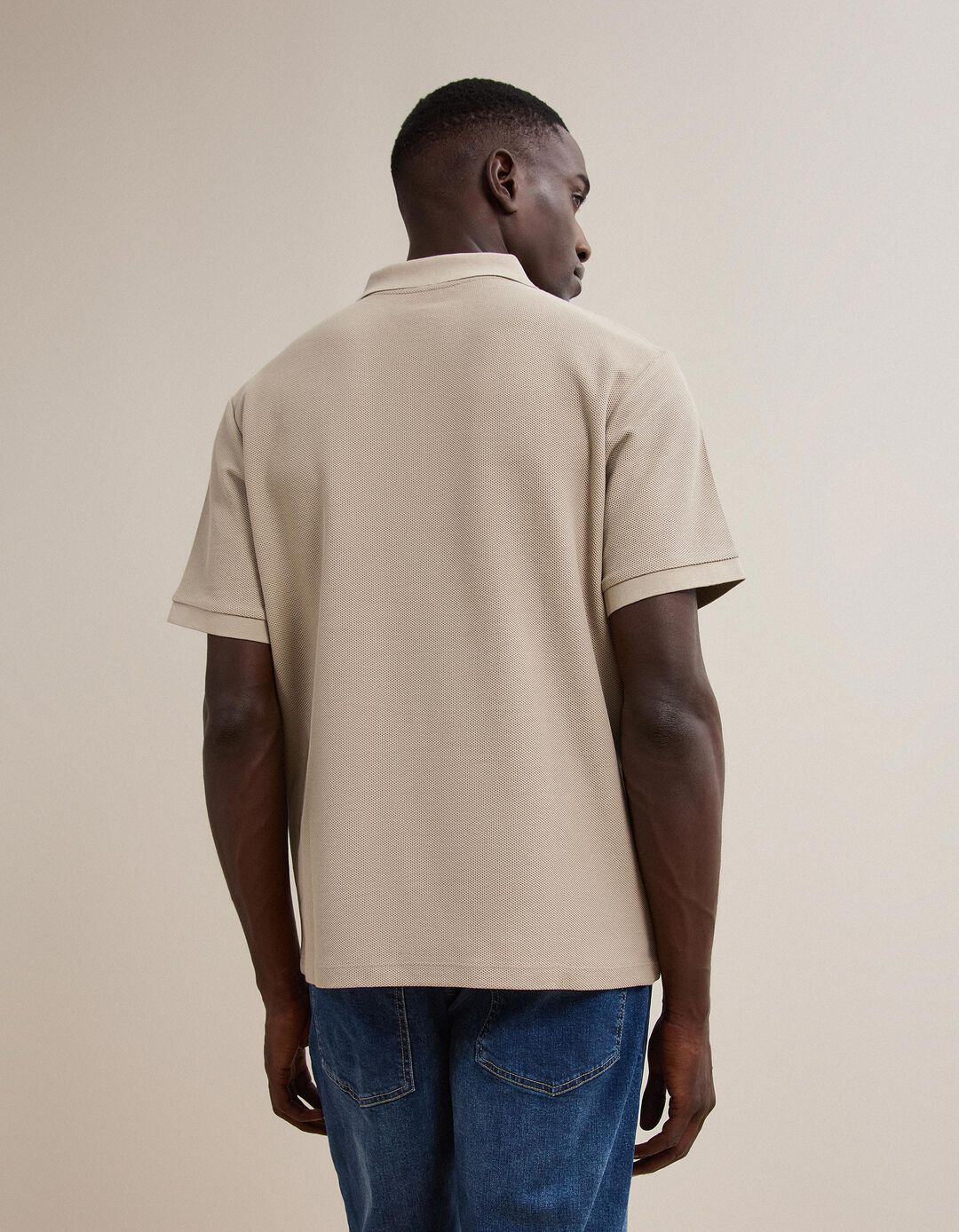 Polo com Fecho, Homem, Bege