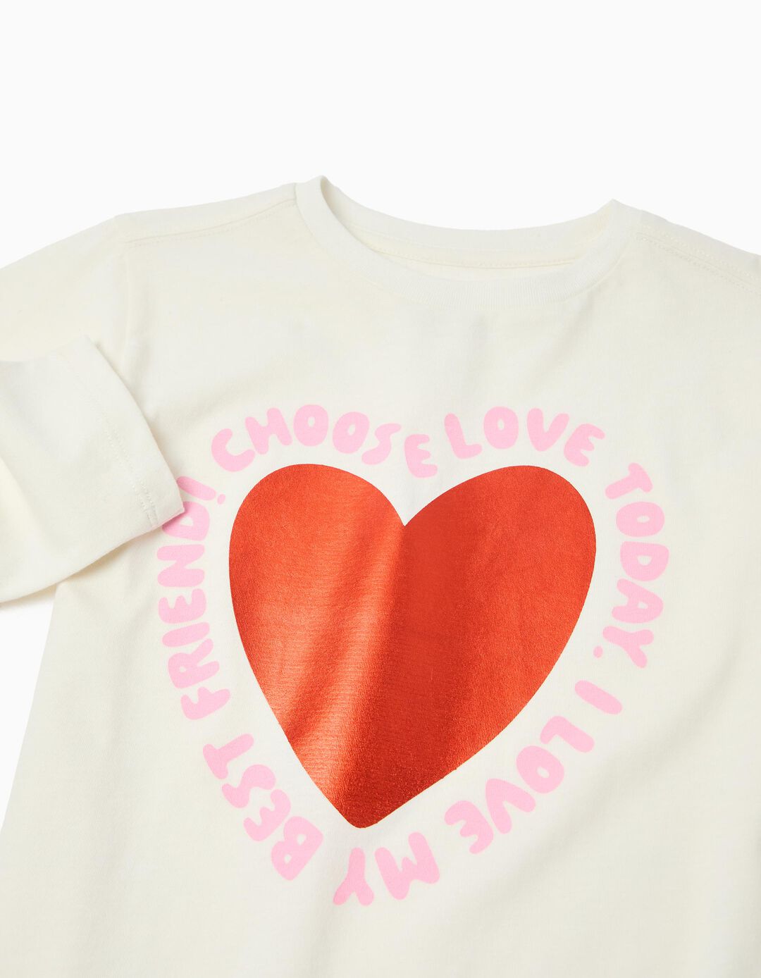 T-shirt de Manga Comprida, Menina, Branco