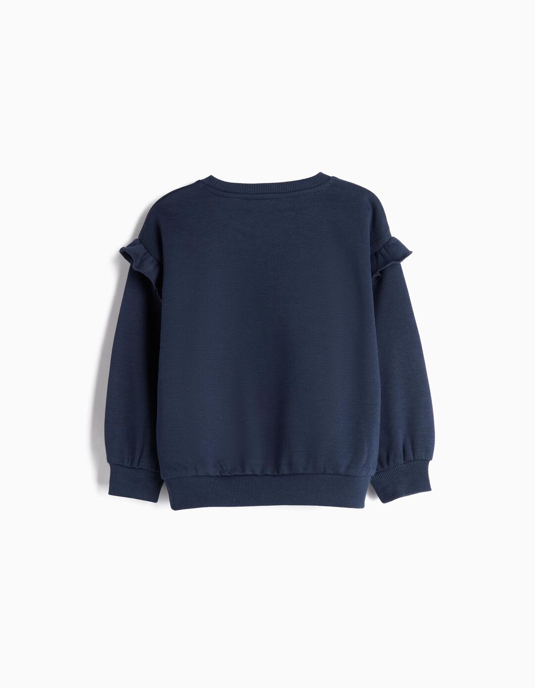 Sweatshirt com Folhos, Menina, Azul Escuro