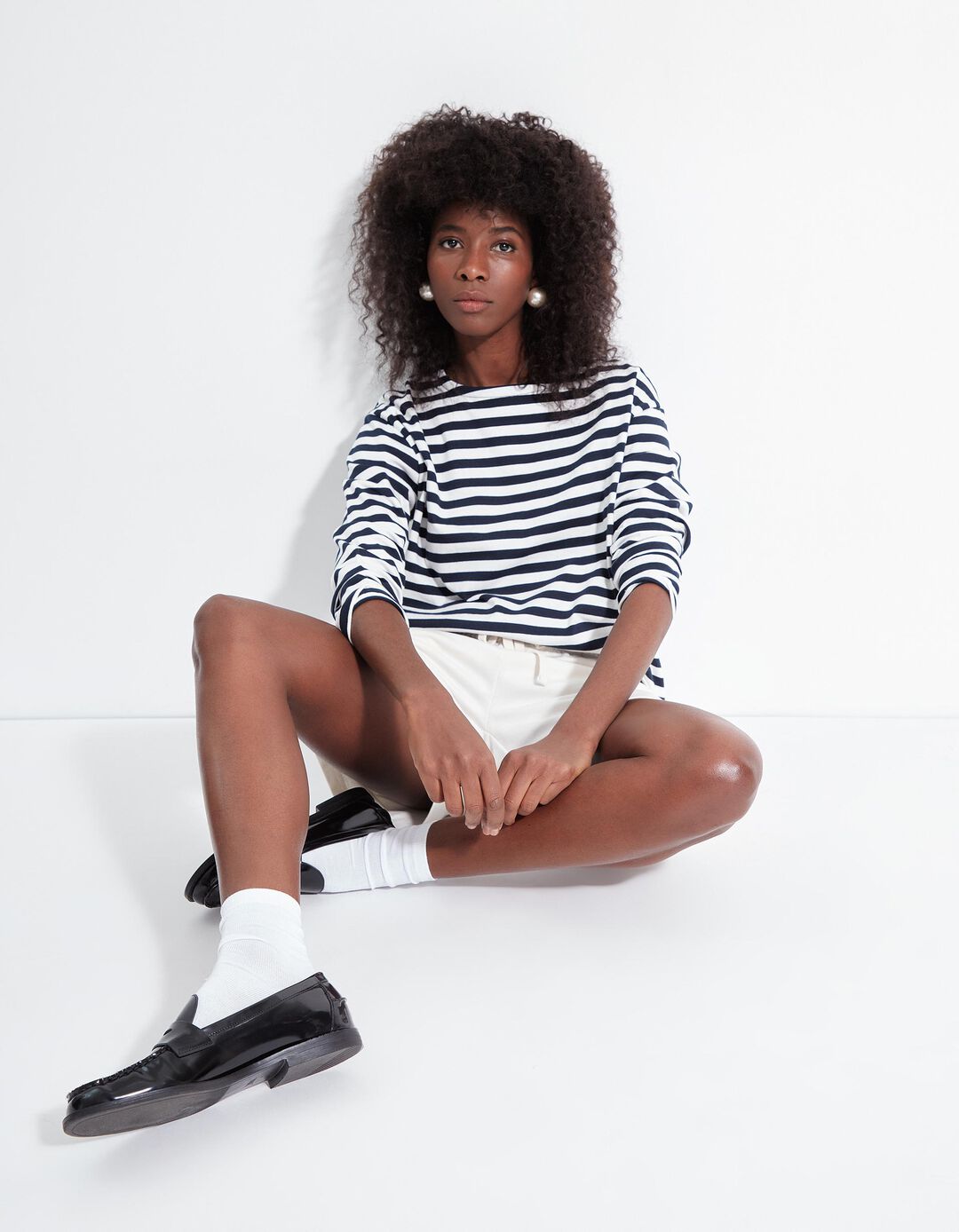 Camisola Riscas, Mulher, Azul Escuro