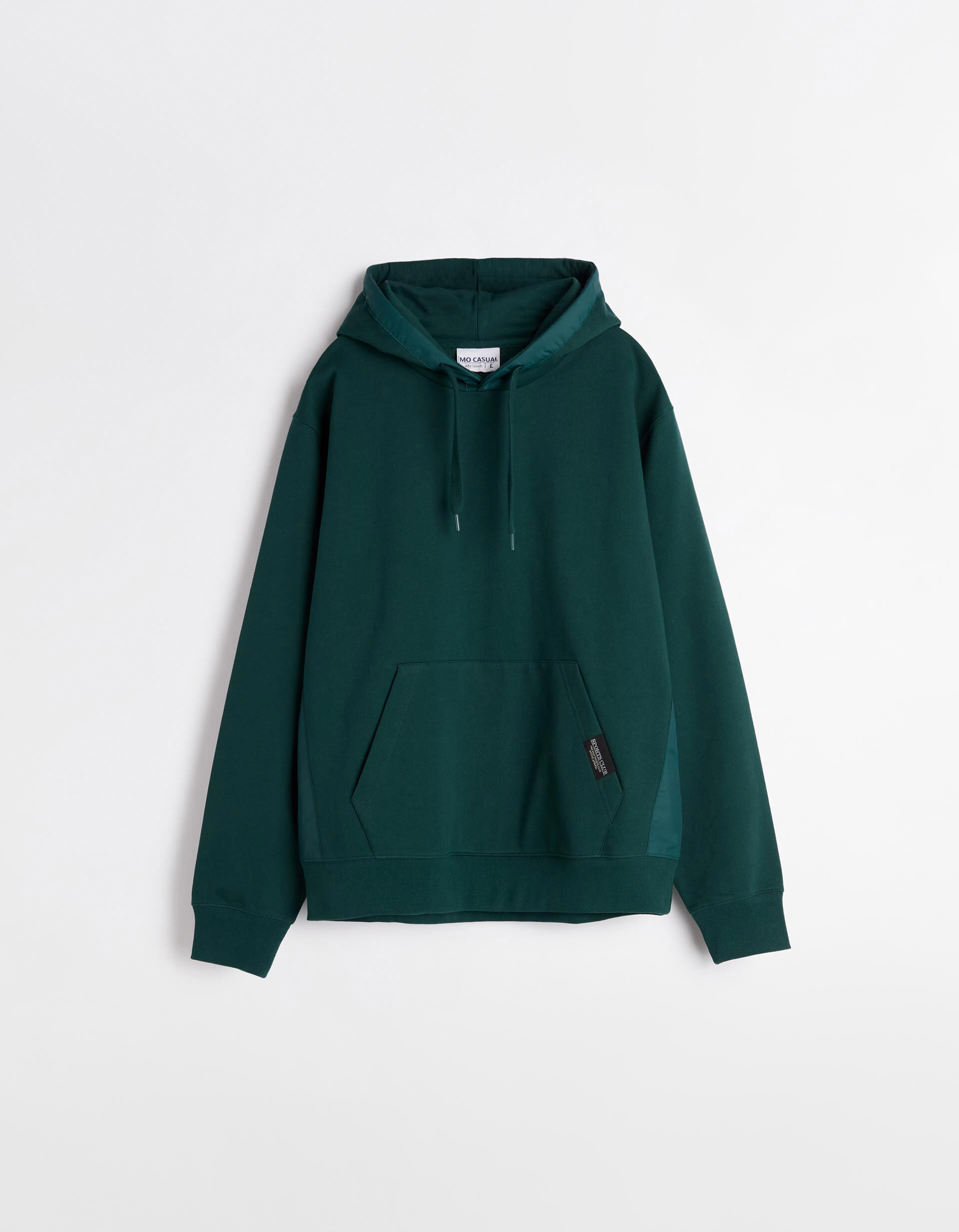 Comprar Online Sweatshirt de Felpa Detalhes Nylon Capuz, Homem, Verde Escuro