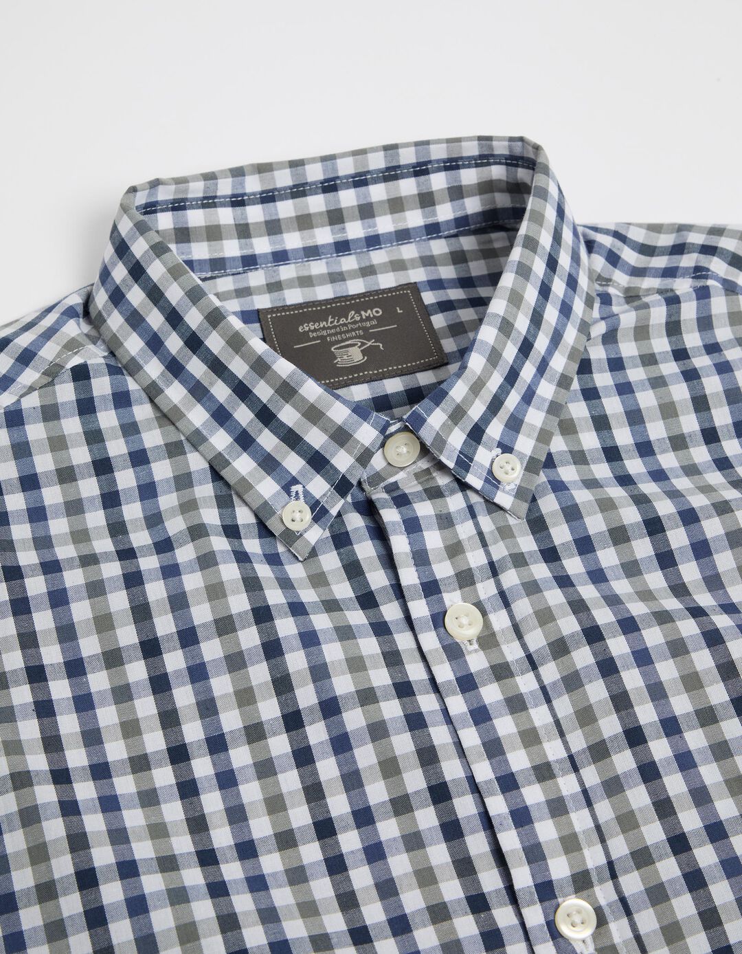 Camisa de Manga Comprida Popelina Xadrez, Homem, Bege