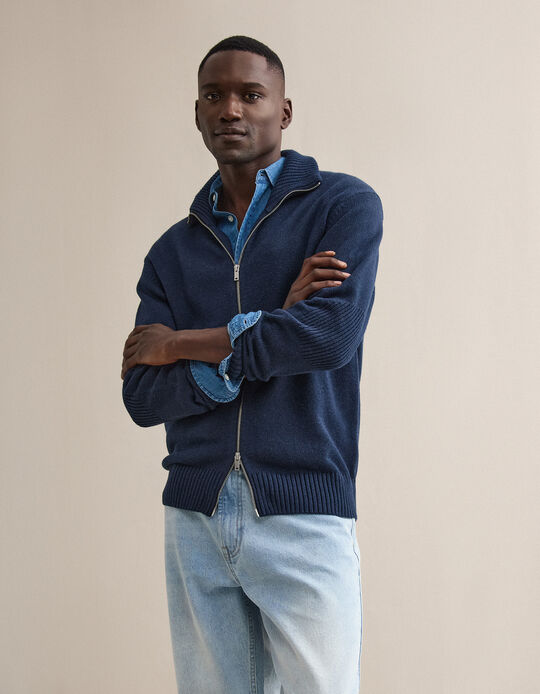 Comprar Online Casaco de Malha, Homem, Azul Escuro