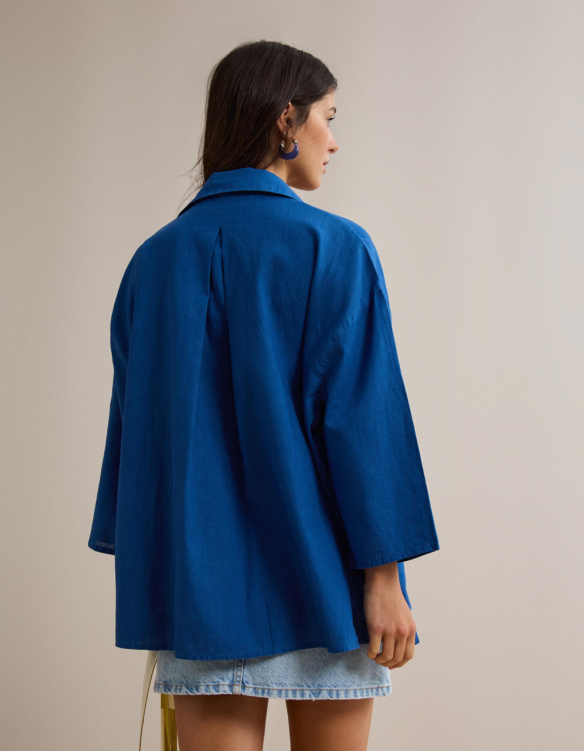 Comprar Online Blusa com Linho, Mulher, Azul 