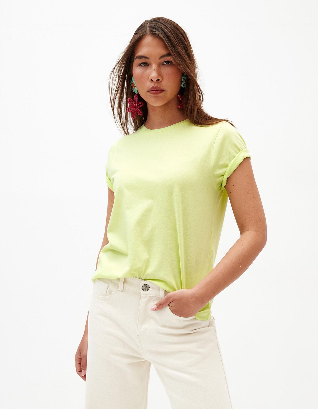 T-shirt Básica, Mulher, Verde Claro