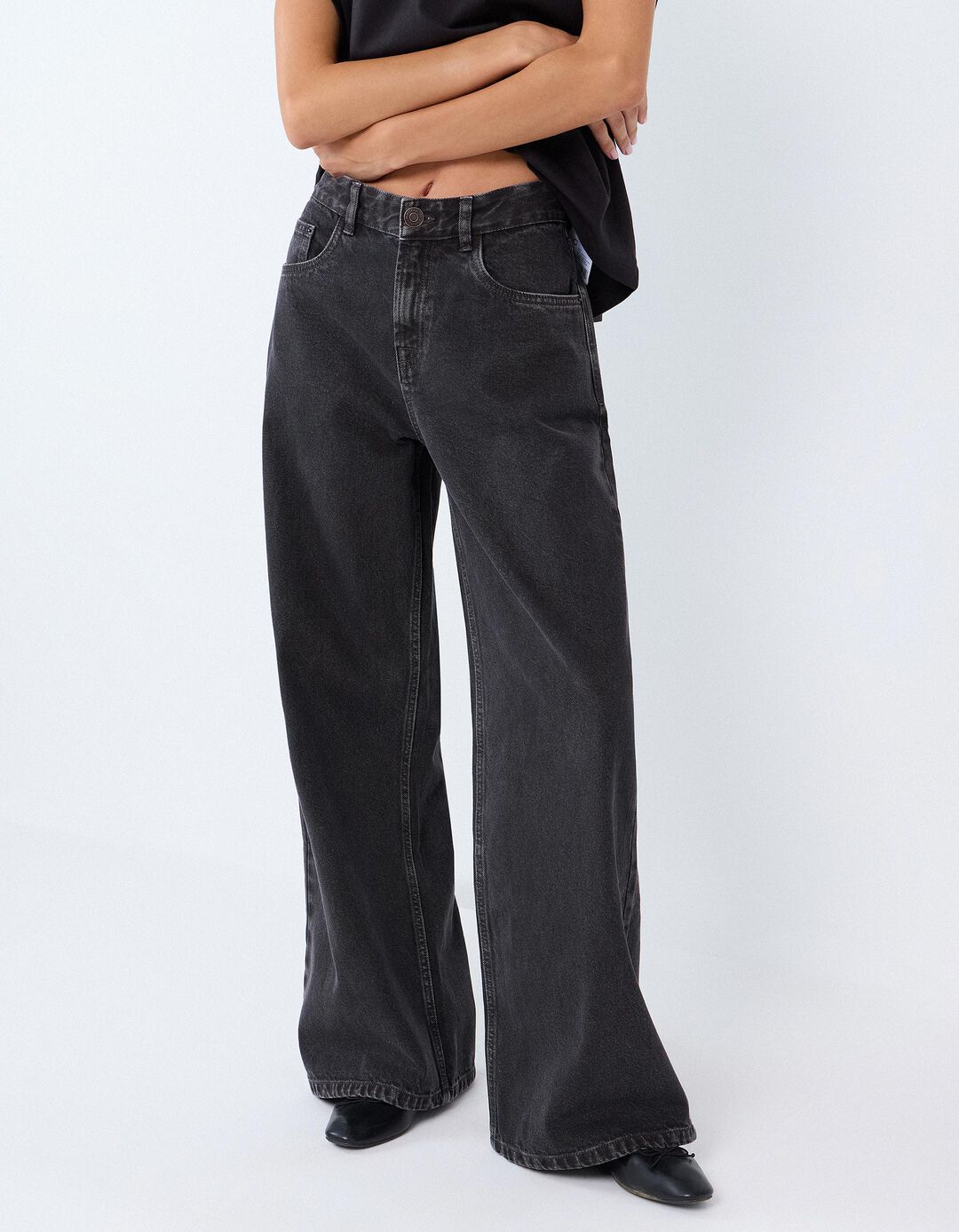 Cal&ccedil;as De Ganga 'Wide Leg', Mulher, Cinzento