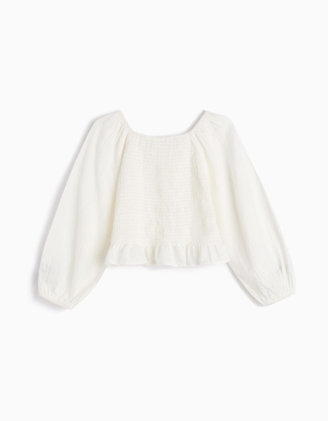 Blusa de Manga Comprida, Menina, Branco