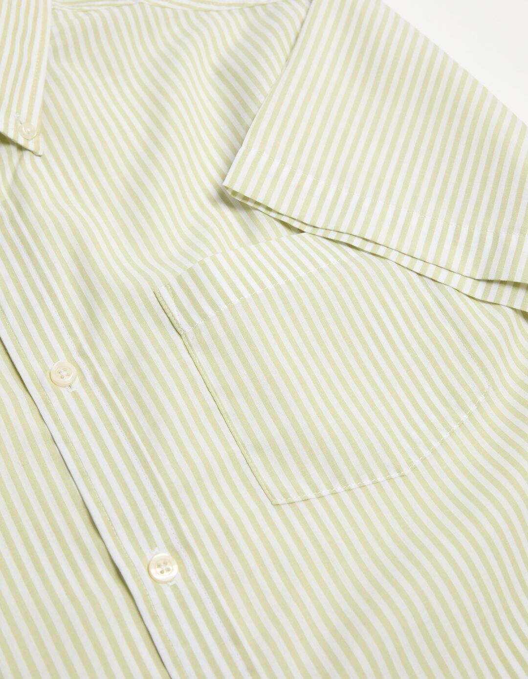 Camisa de Manga Curta Riscas, Homem, Verde Claro 