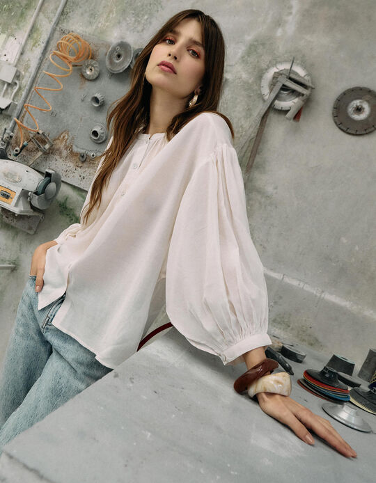 Comprar Online Blusa, Mulher, Bege Claro 