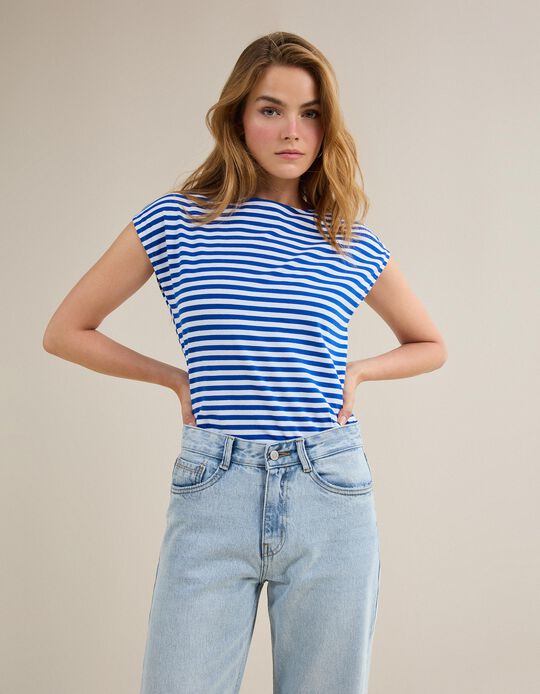 Comprar Online T-shirt Riscas, Mulher, Azul 