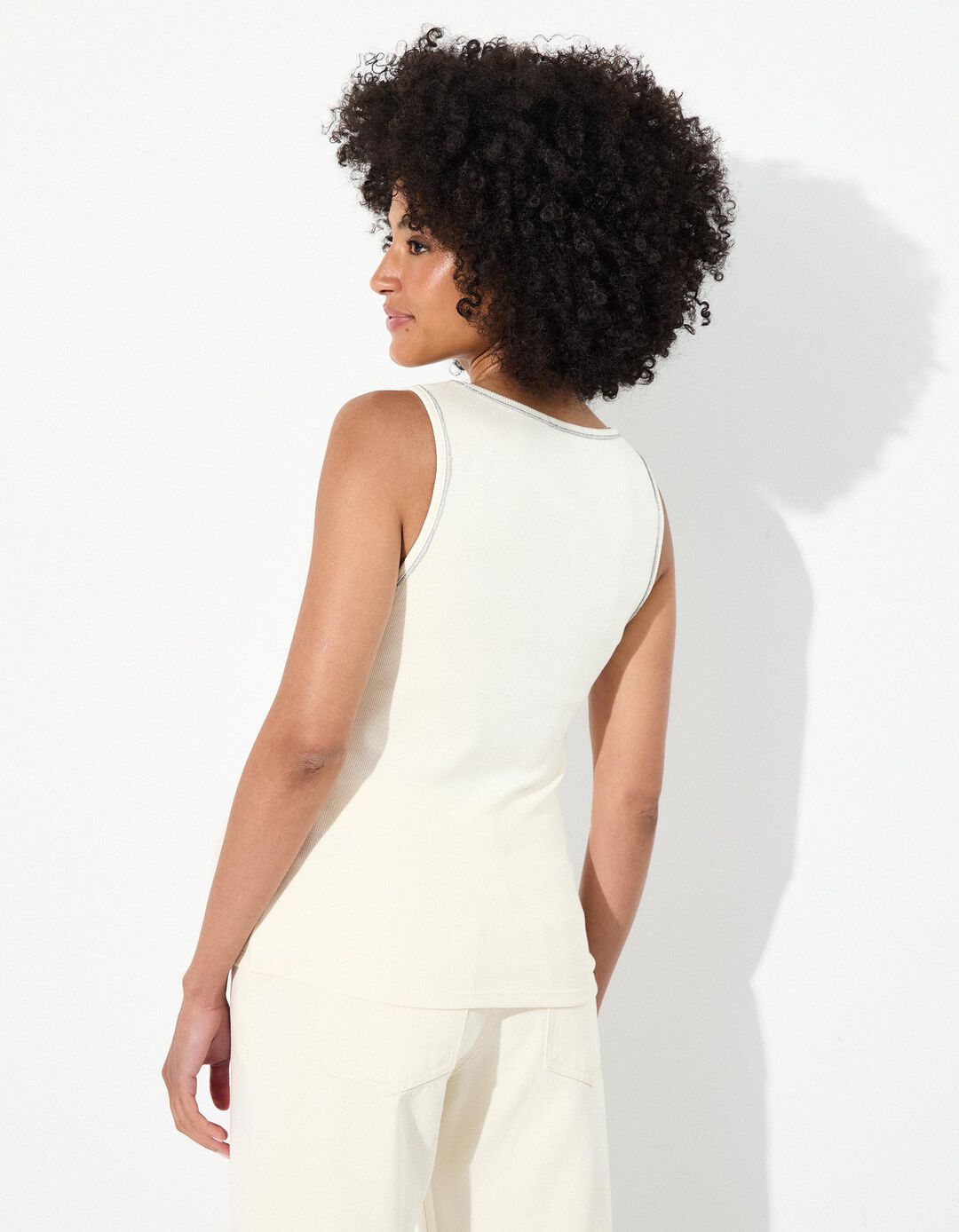 Tank Top Lurex, Mulher, Bege Claro