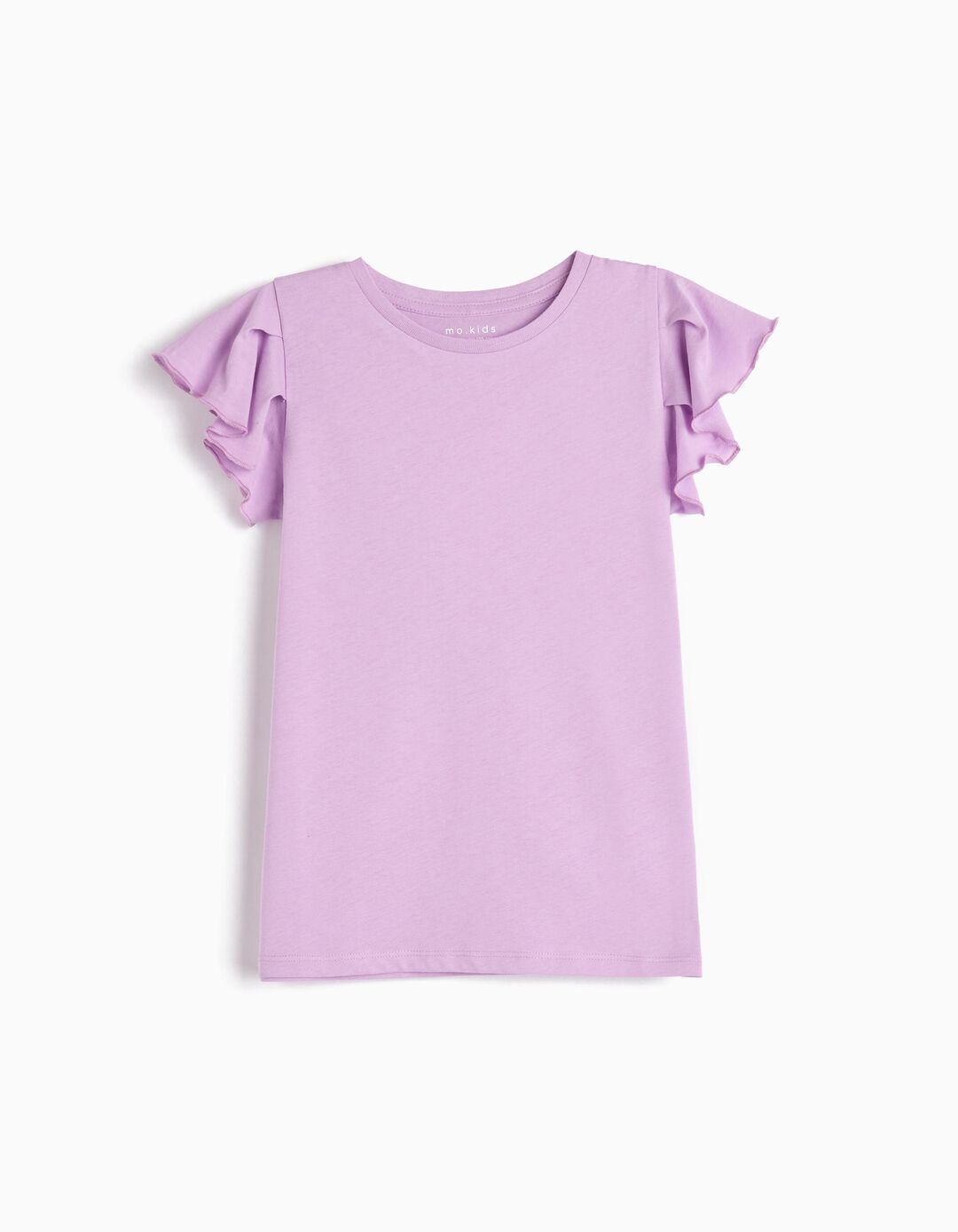 T-shirt Folhos, Menina, Lilás Claro