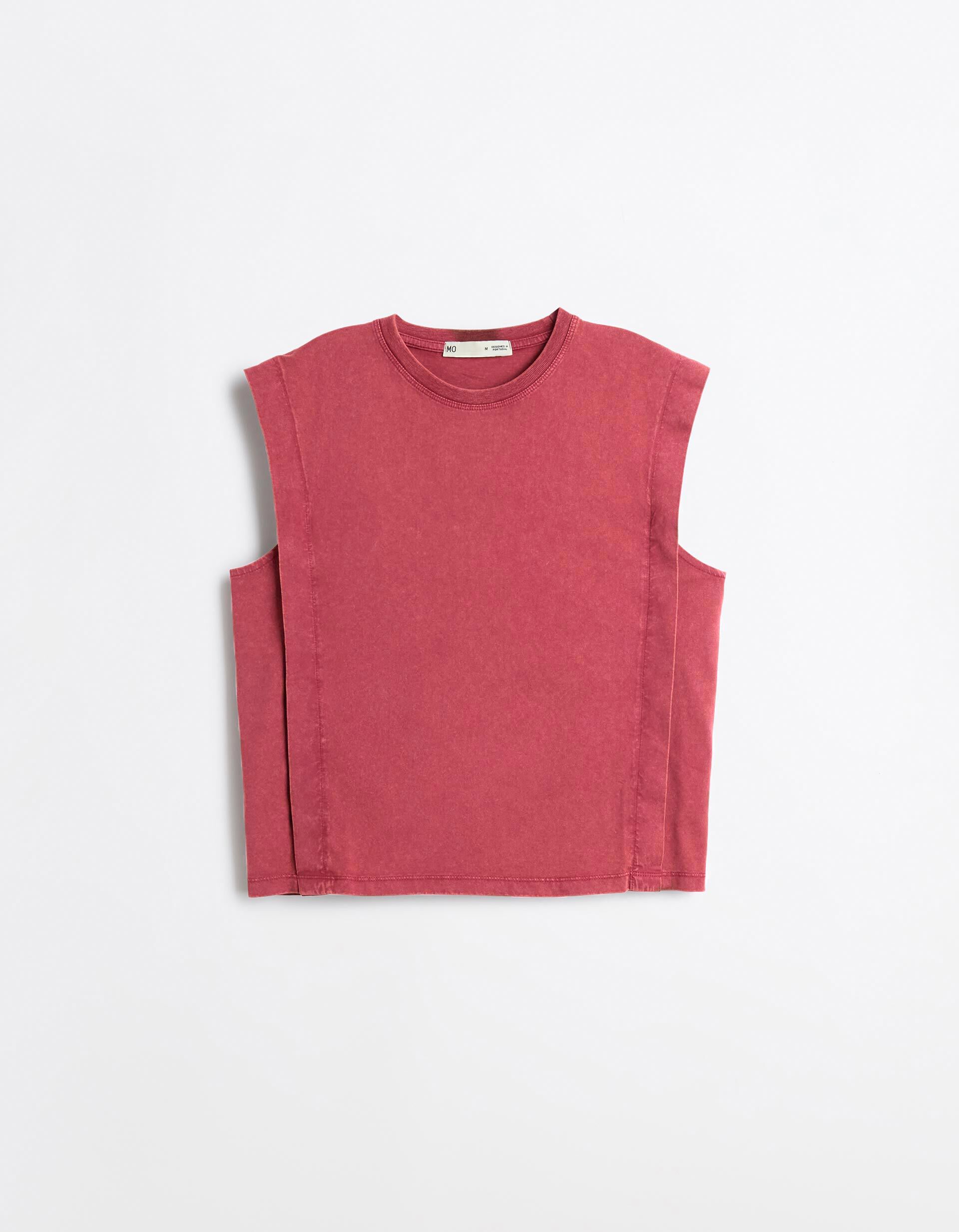 Comprar Online T-shirt Manga Cava, Mulher, Vermelho Escuro