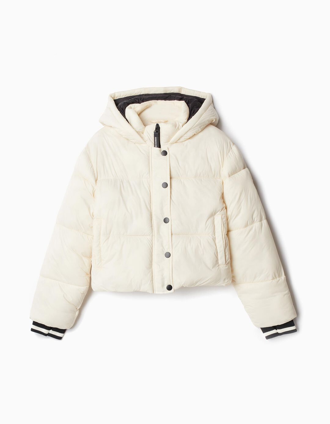Casaco Acolchoado Capuz, Menina, Branco