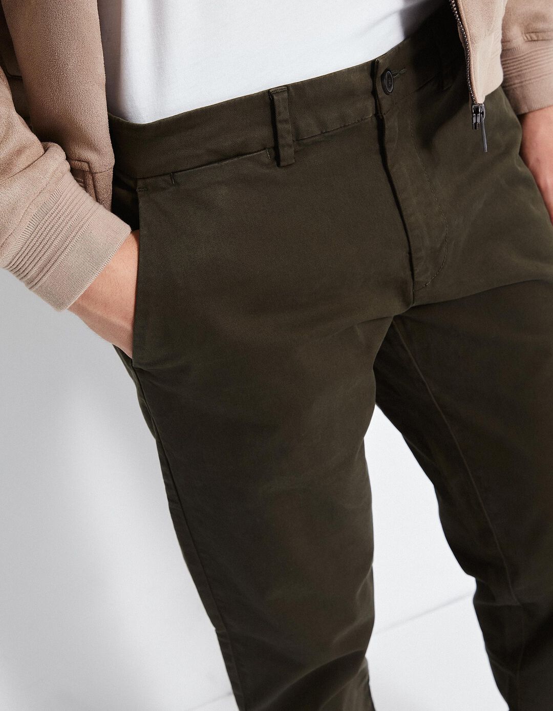 Calças Chino Slim, Homem, Verde Escuro