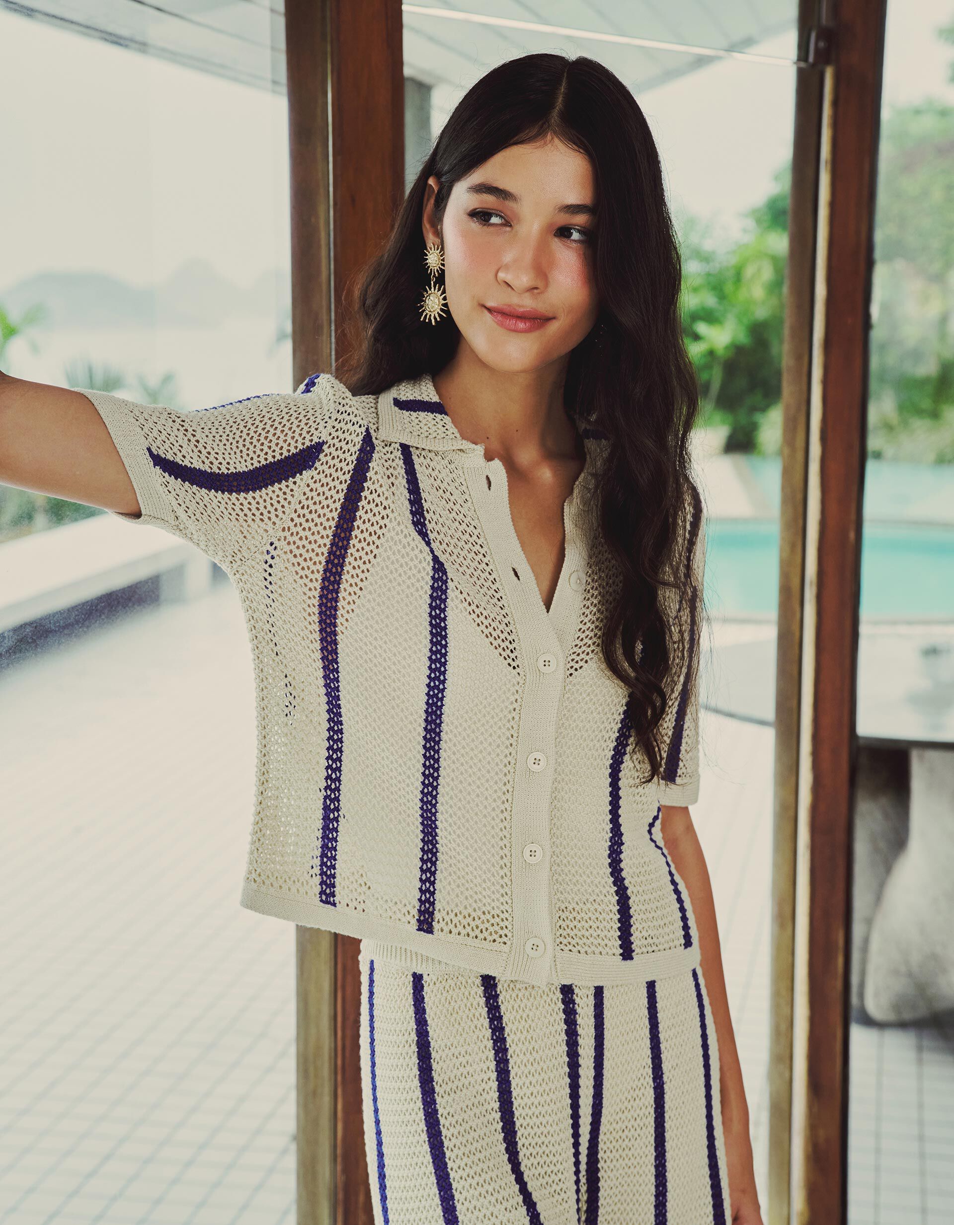 Comprar Online Camisa Malha Tricotada, Mulher, Azul