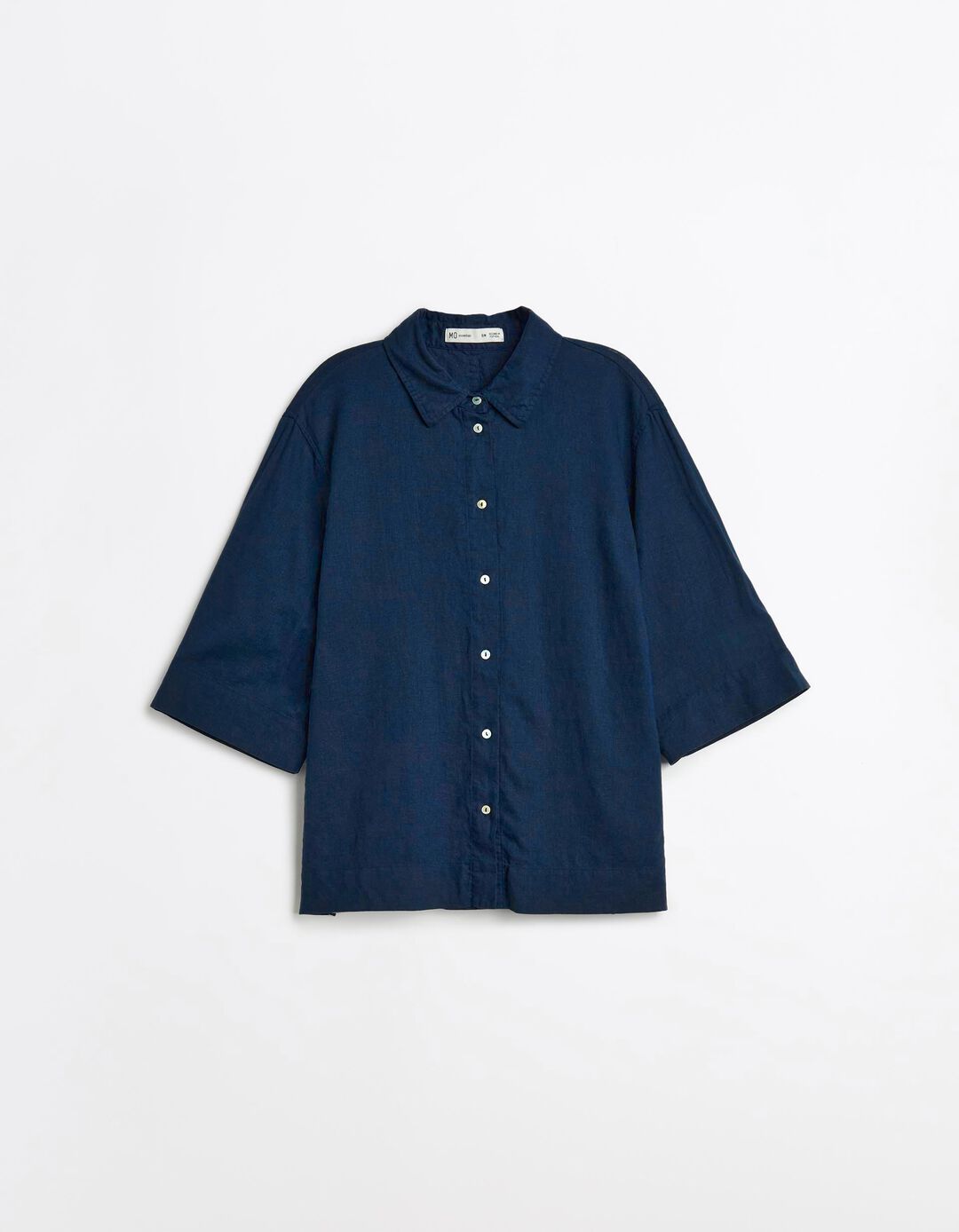 Camisa com Linho, Mulher, Azul Escuro