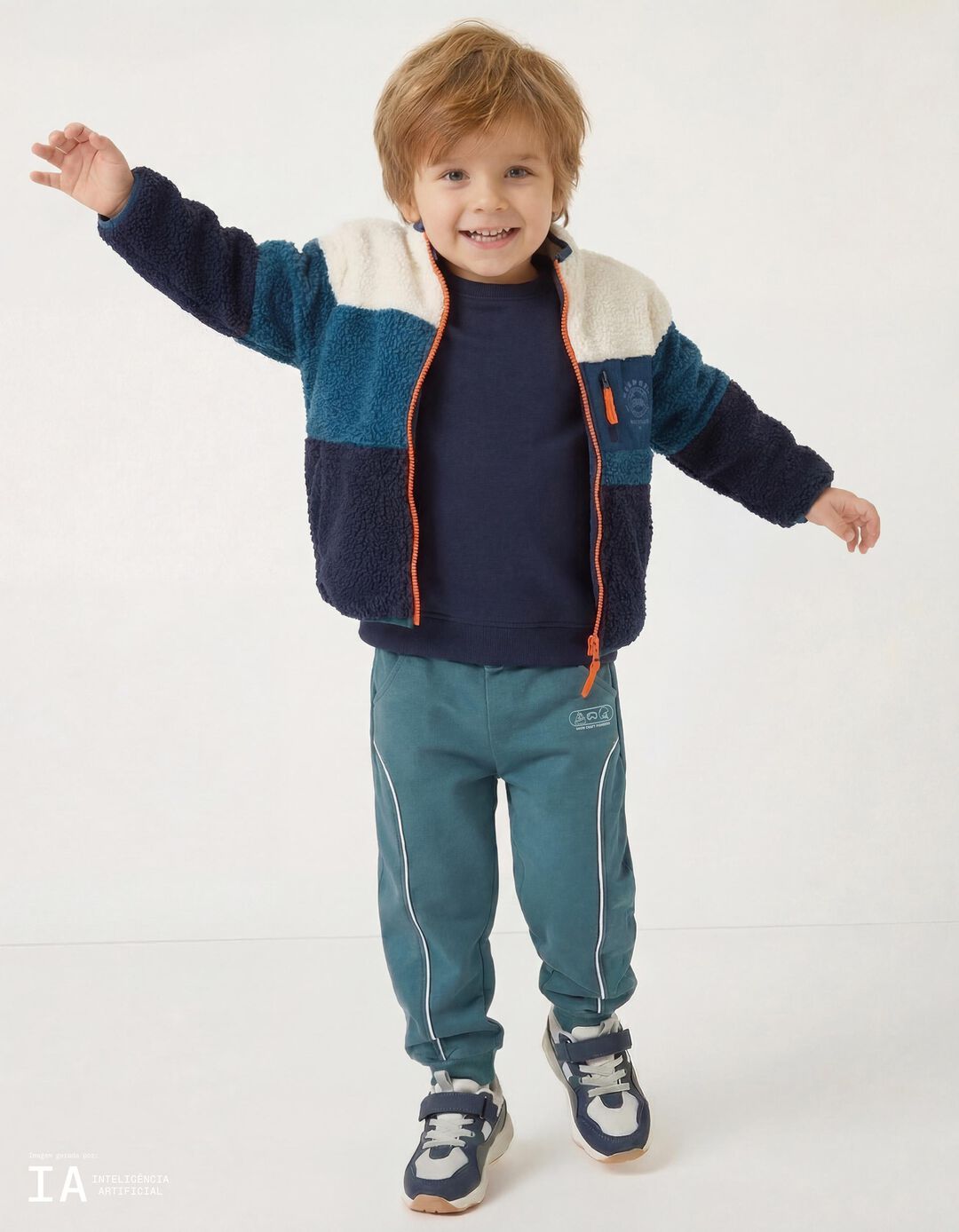 Casaco de Sherpa, Menino, Azul Escuro