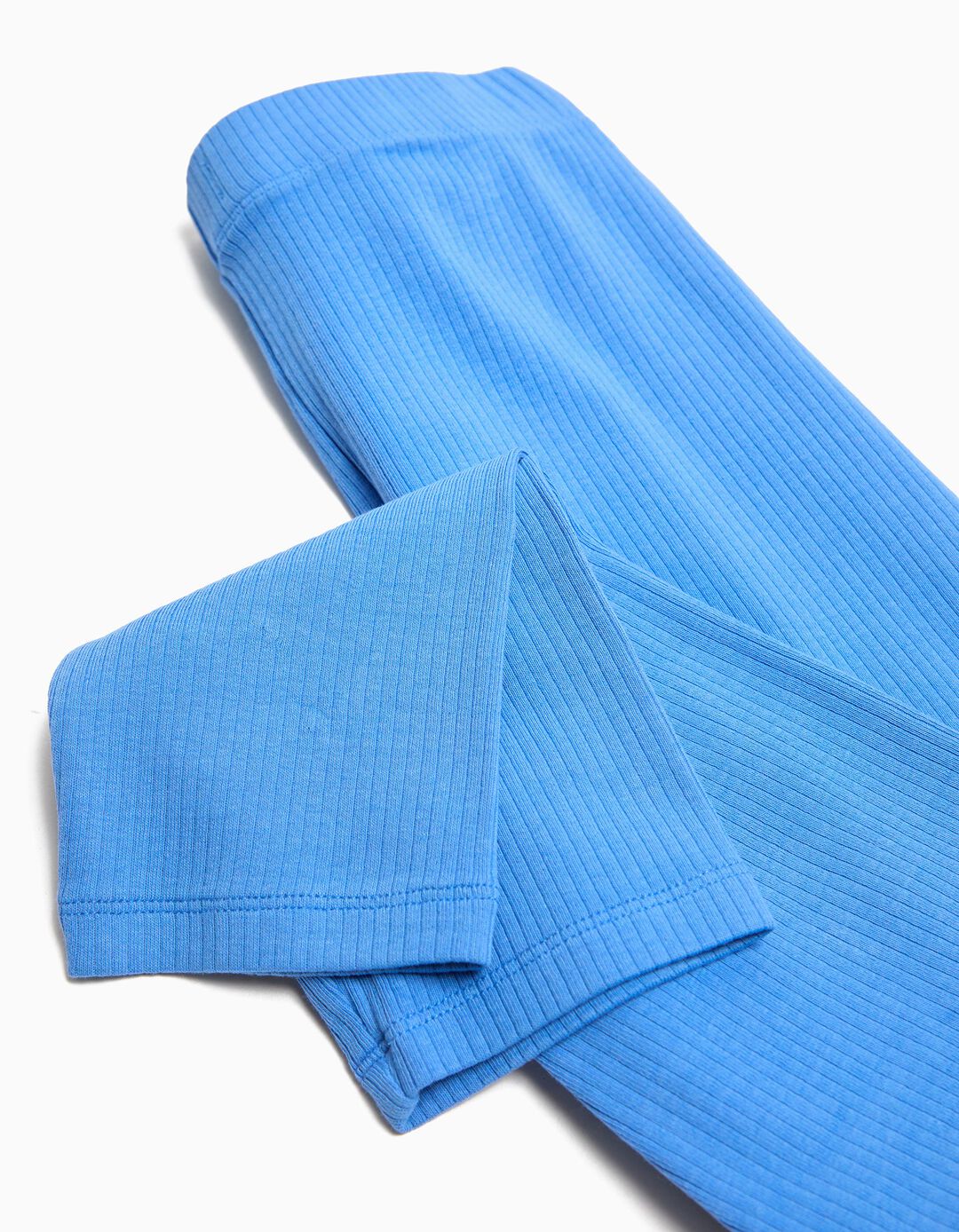 Leggings Malha Canelada, Menina, Azul