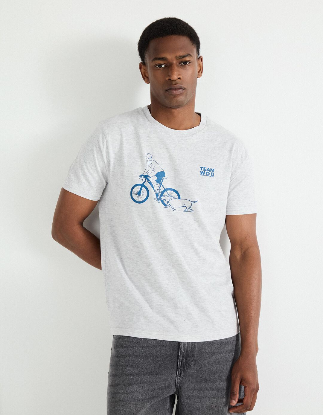T-shirt Print, Homem, Cinzento Claro 