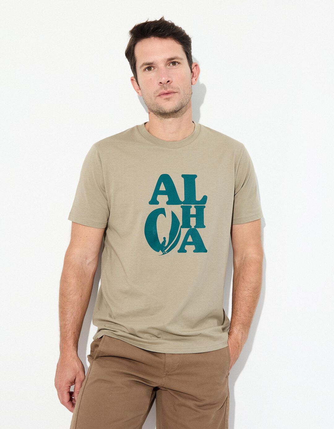 T-shirt Jersey, Homem, Bege Escuro