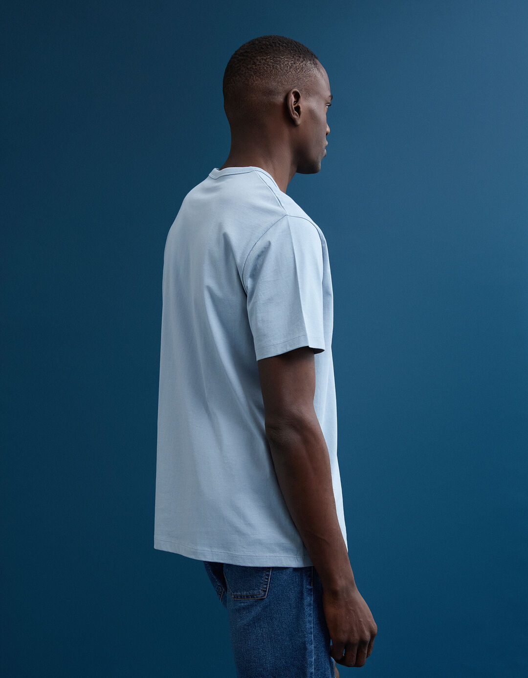 T-shirt Jersey Estampada, Homem, Azul Claro