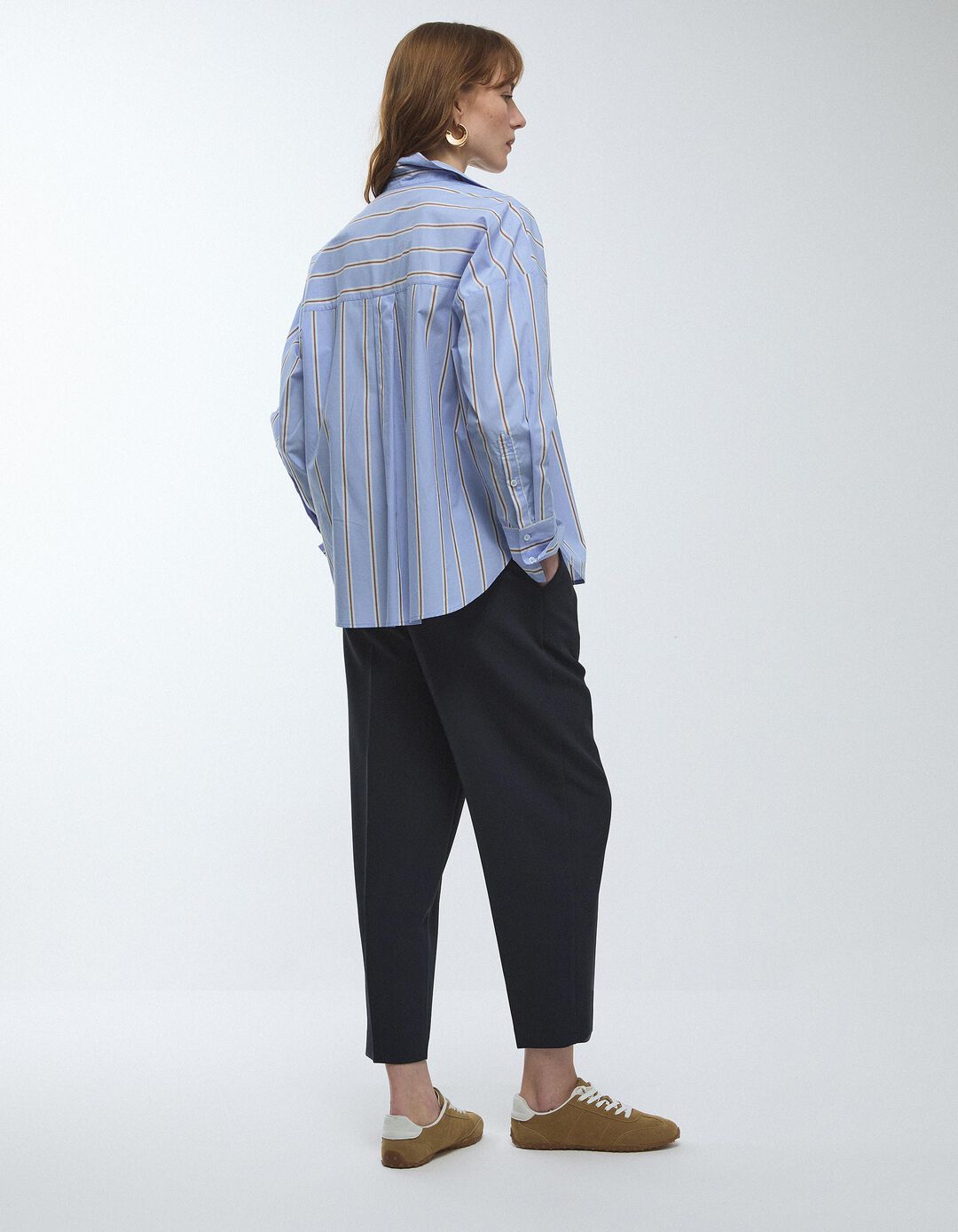 Camisa &agrave;s Riscas, Mulher, Azul