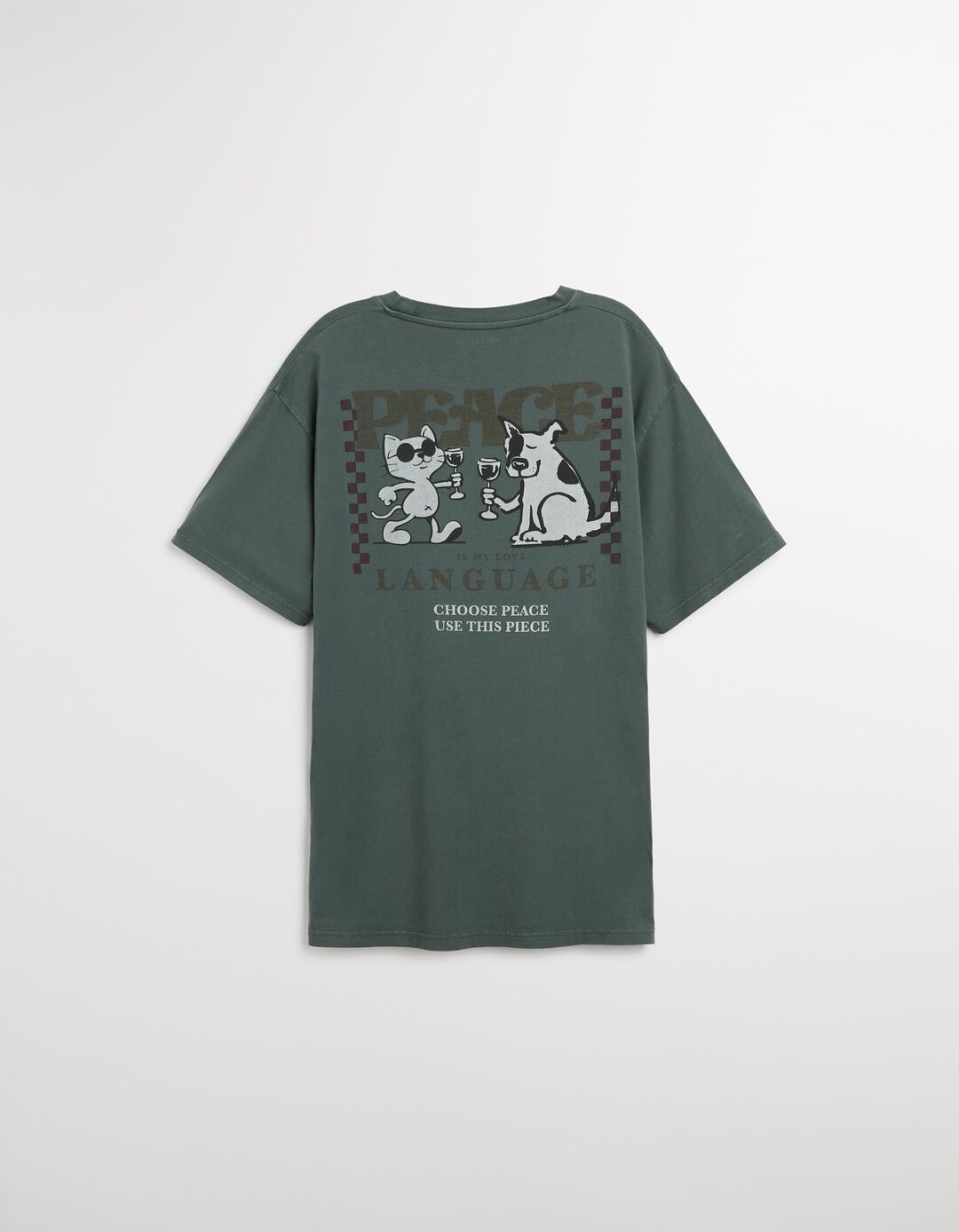 T-shirt 'Peace Language', Adulto, Verde Escuro