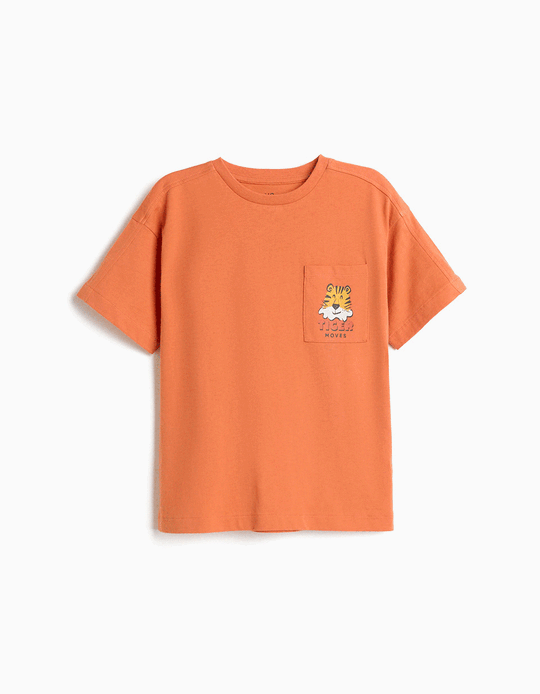 Comprar Online T-shirt Estampada, Menino, Laranja Escuro