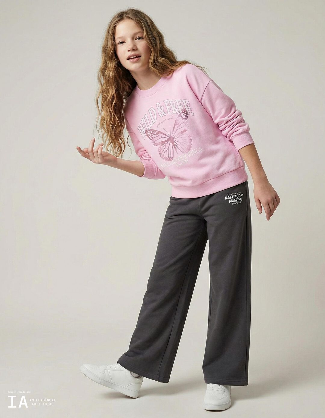 Sweatshirt, Menina, Rosa Claro