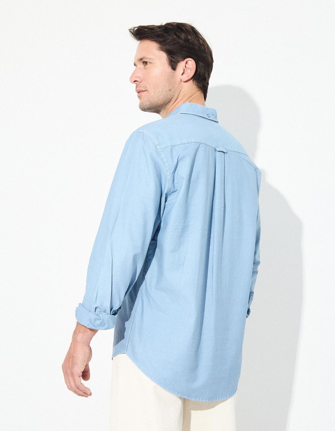 Camisa de Manga Comprida Oxford, Homem, Azul