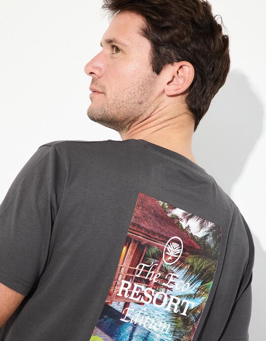Comprar Online T-shirt Jersey Print, Homem, Cinzento Escuro 