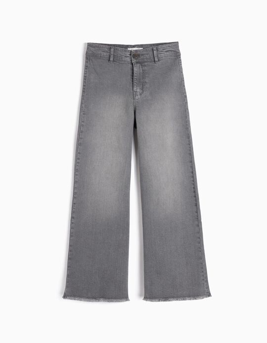 Comprar Online Calças de Ganga Wideleg, Menina, Cinzento