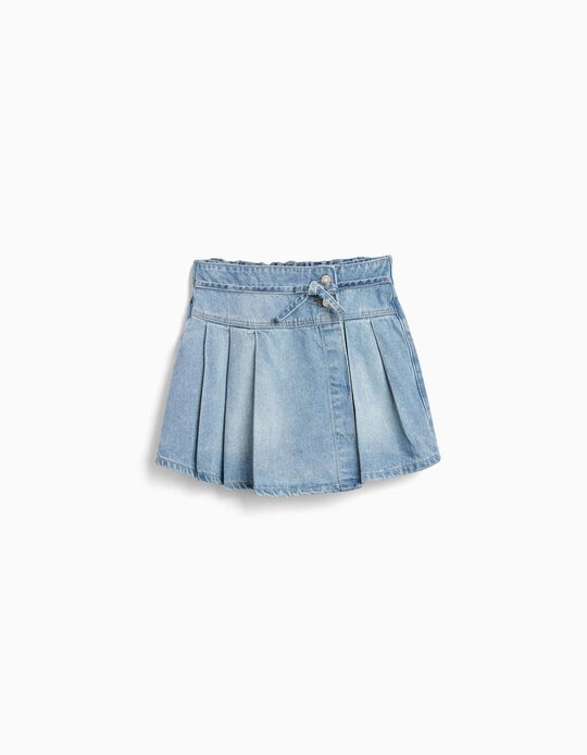 Comprar Online Saia-calção de Ganga, Menina, Azul Claro 