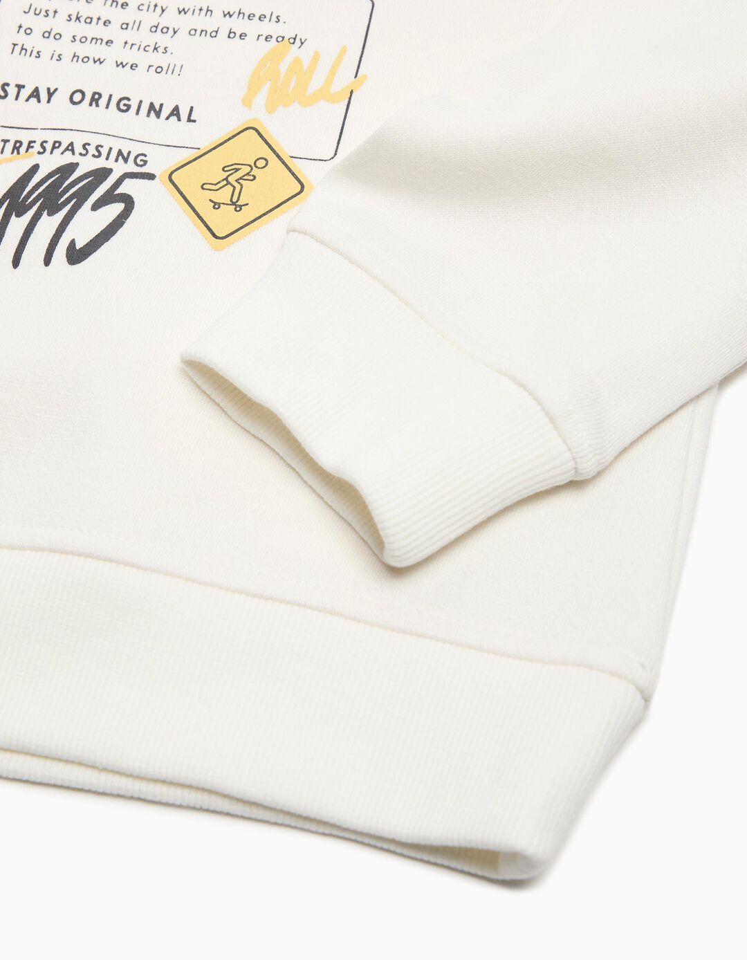 Sweatshirt de Felpa Estampado, Menino, Branco