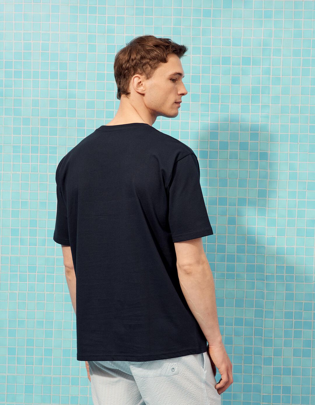 T-shirt Estampada, Homem, Azul Escuro