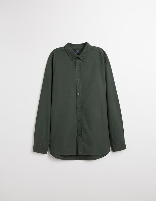 Comprar Online Camisa de Manga Comprida Oxford, Homem, Verde Escuro