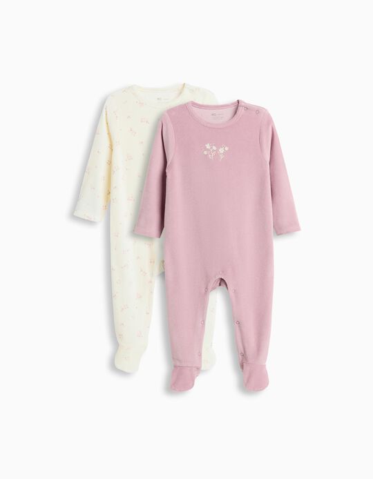 Comprar Online Pack 2 Babygrows Veludo, Rec&eacute;m-Nascido, Lil&aacute;s Claro