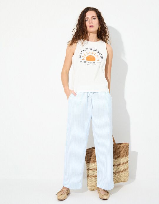 Comprar Online Calças de Riscas, Mulher, Azul Claro 