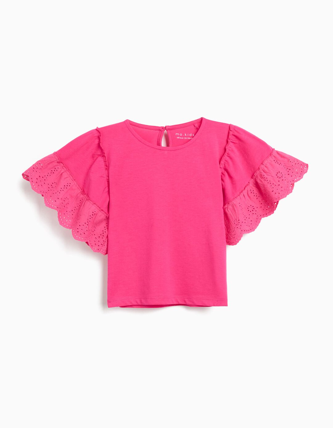 T-shirt Bordada, Menina, Rosa Escuro 